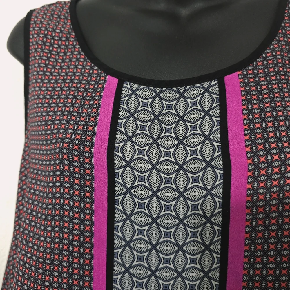 Zac & Rachel Flowy Bright Geometric Tank Top Blouse Large - Picture 2 of 6